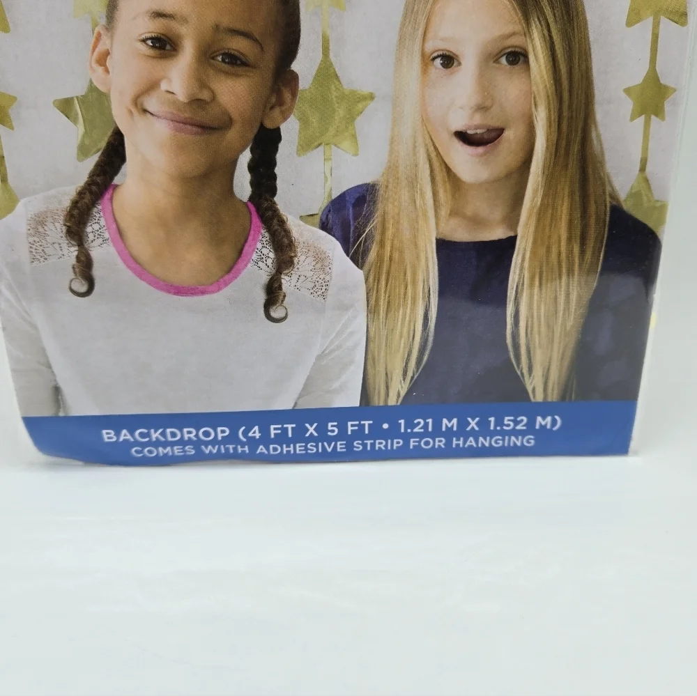 321 Party! Foil Star Photo Booth Backdrop Gold